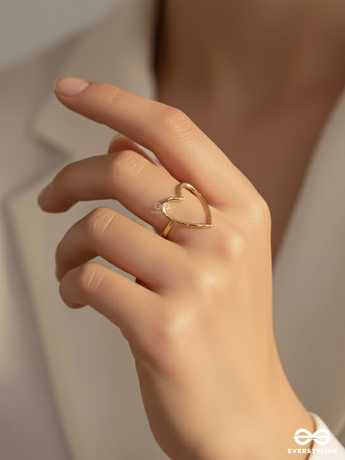 Love Is In The Air- Golden Heart Shaped Stainless Steel Anti-Tarnish Ring