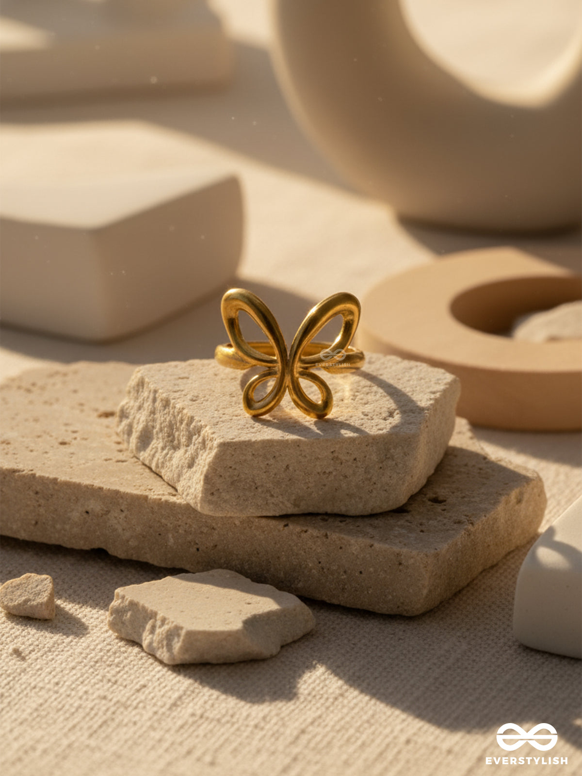 Butterfly Bliss - Golden Stainless Steel Anti-Tarnish Ring