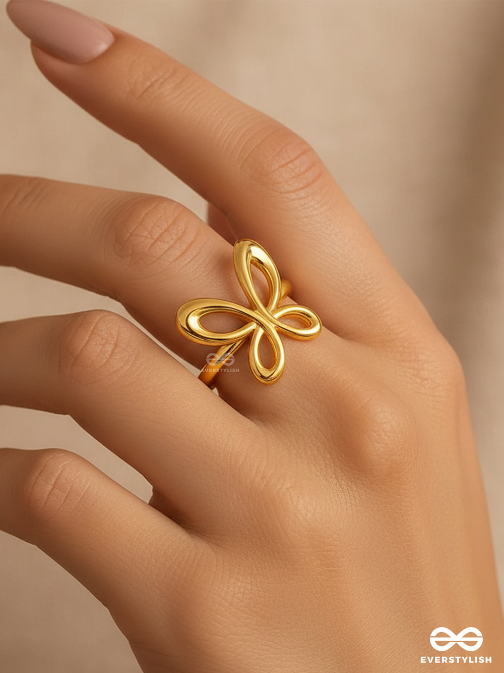 Butterfly Bliss - Golden Stainless Steel Anti-Tarnish Ring