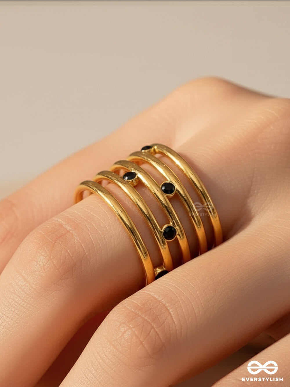 Spiral Poise - Multi Band Stainless Steel Anti-Tarnish Golden Ring