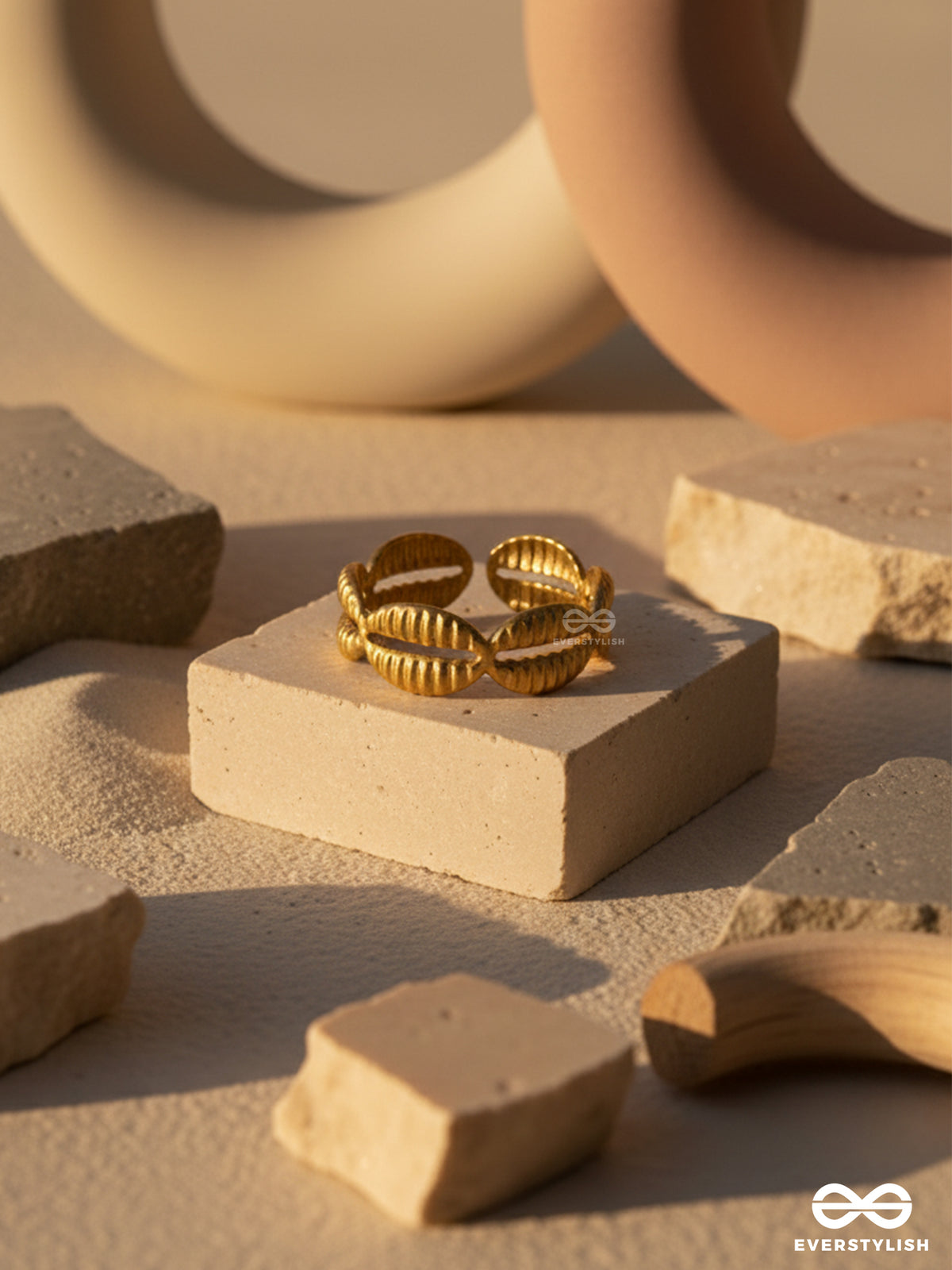 Earthy Whimsy - Golden Stainless Steel Anti-Tarnish Ring