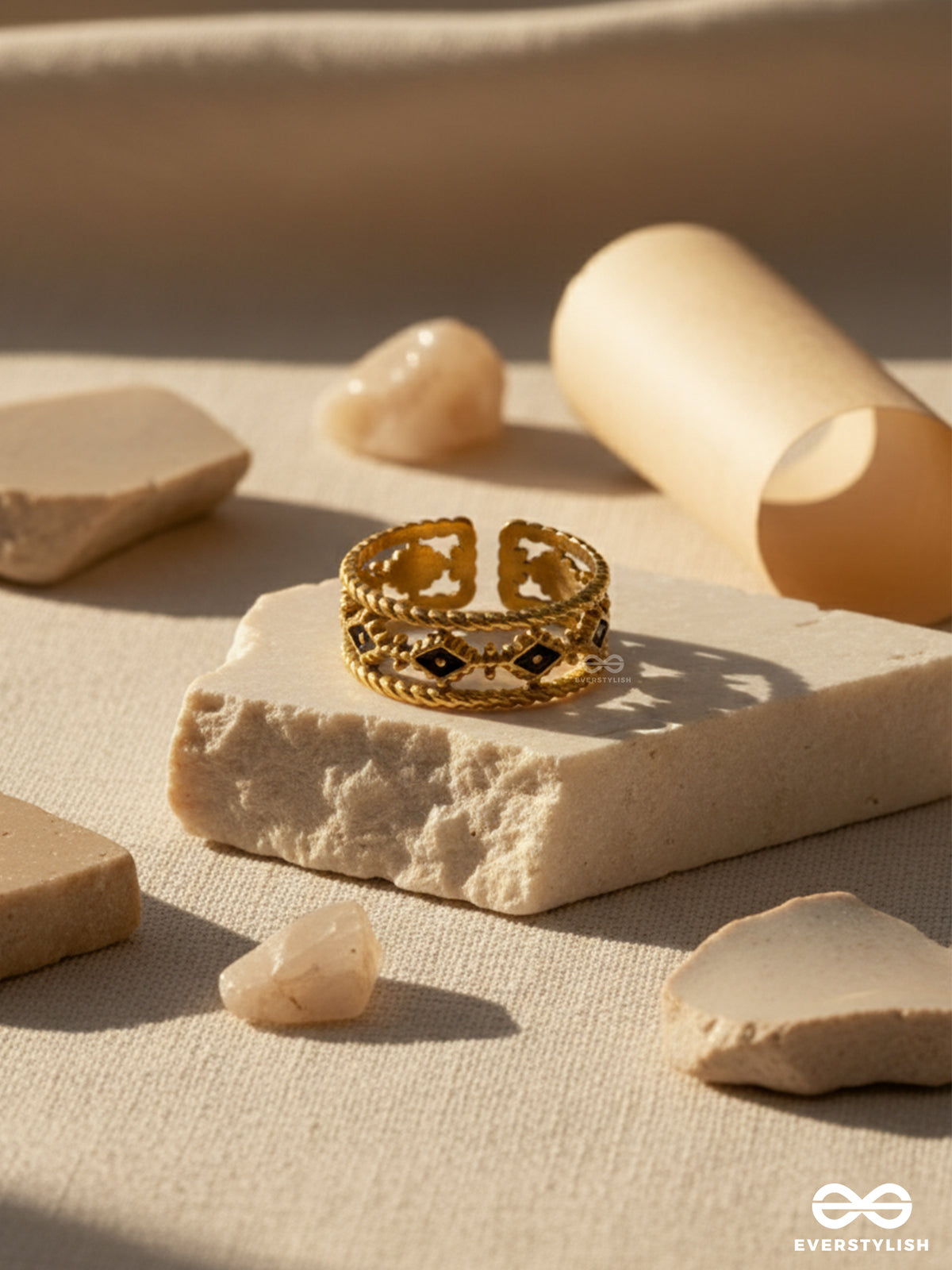 Mystic Frames - Golden Stainless Steel Anti-Tarnish Geometric Ring