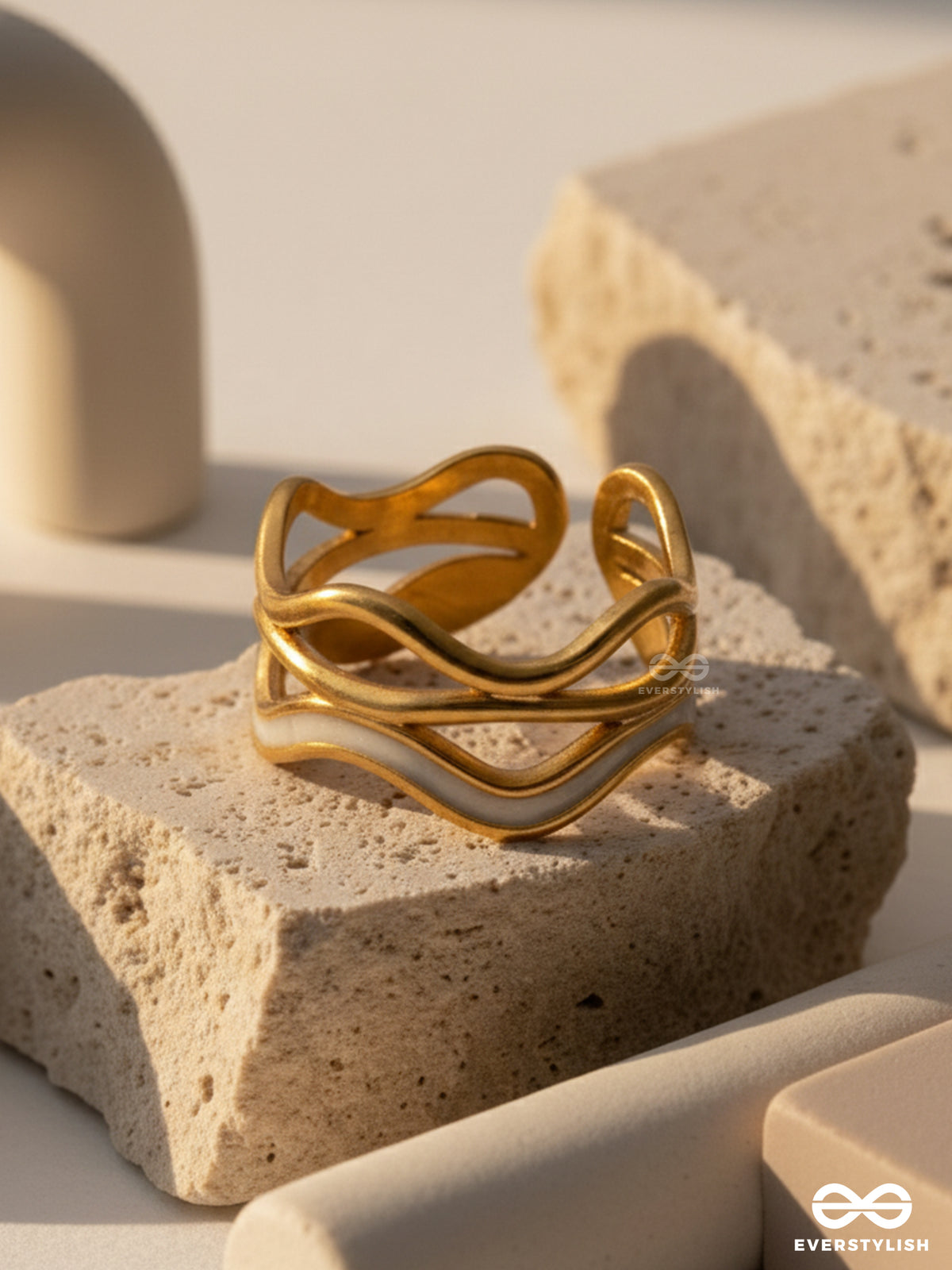 Pure Allure - Wavy Stainless Steel Anti-Tarnish Ring