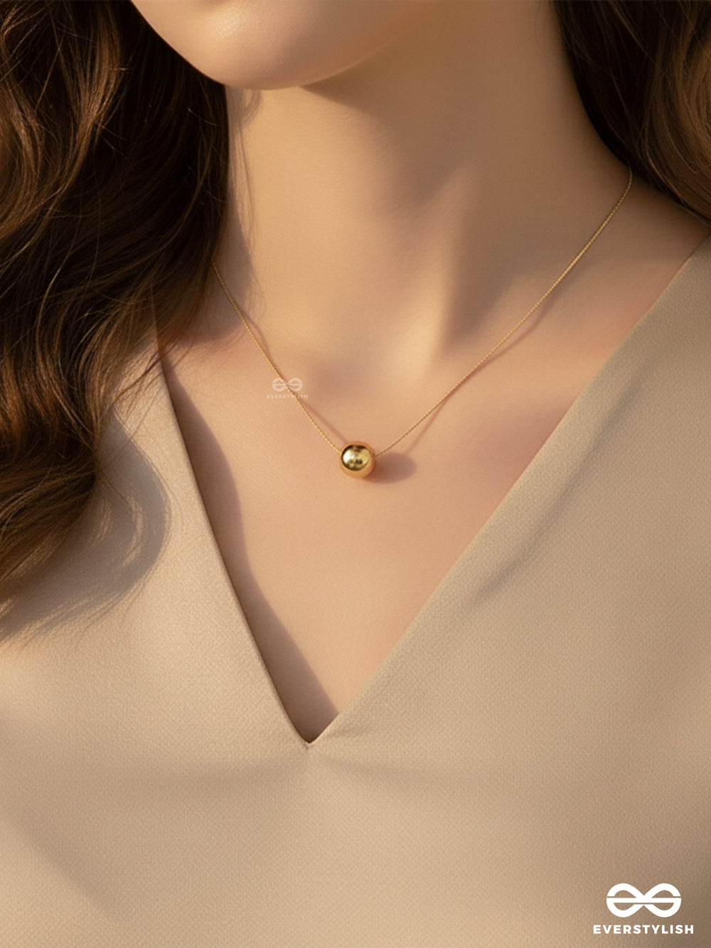 Lusture Orb - Golden Stainless Steel Neckpiece