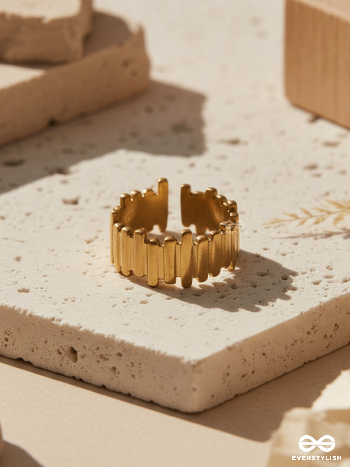 Shiny Terrain - Stainless Steel Sculpted Anti-Tarnish Golden Ring