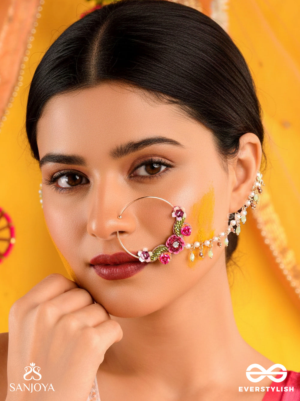 Varnamala Abhushana - Adornment Of Colors - Floral Motifs With Pearls Nath