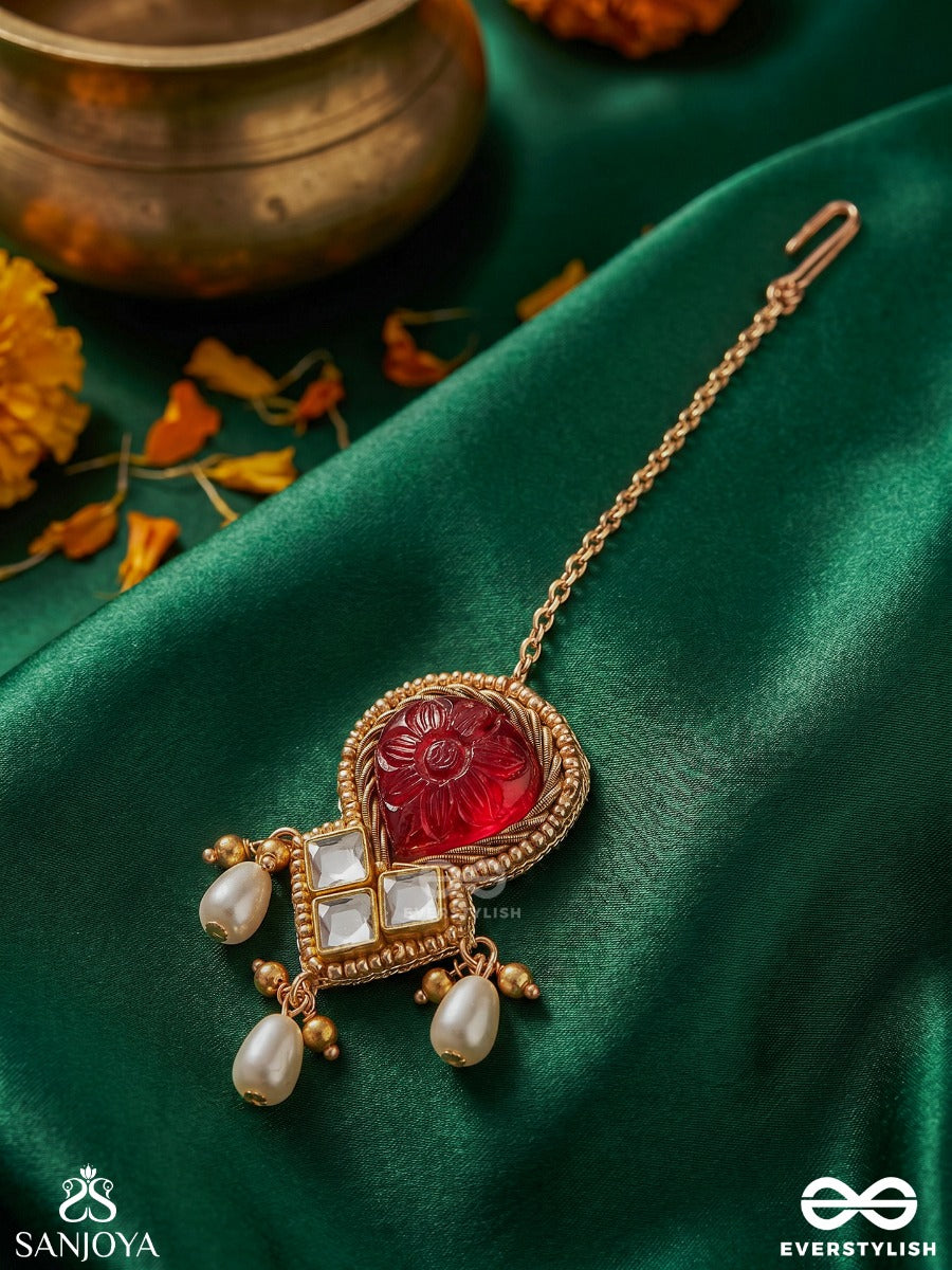 Premabhushanam - Adornment Of Love - Cutdana And Pearls Complete With Mirror Work Maang Tika