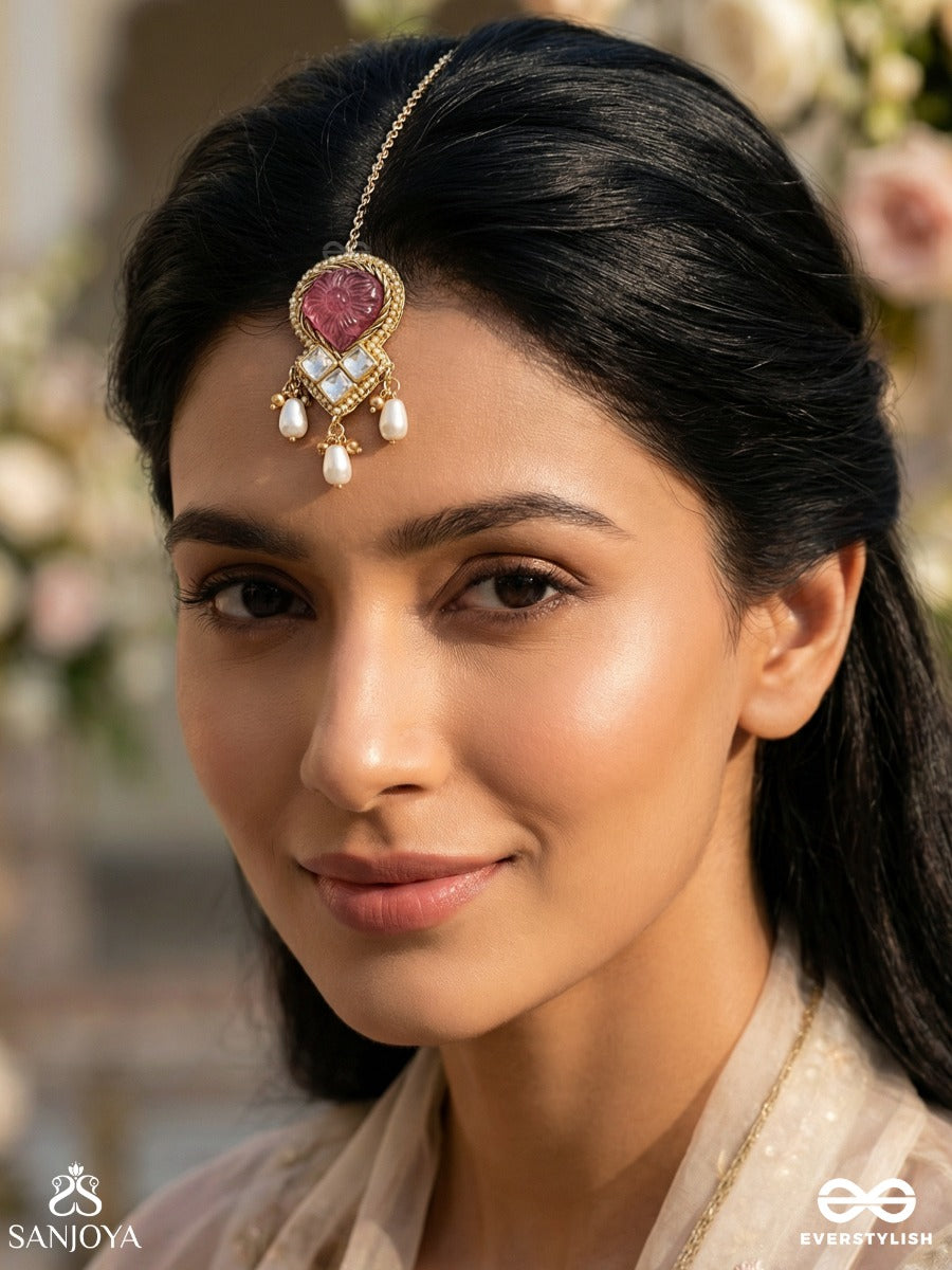 Premabhushanam - Adornment Of Love - Cutdana And Pearls Complete With Mirror Work Maang Tika
