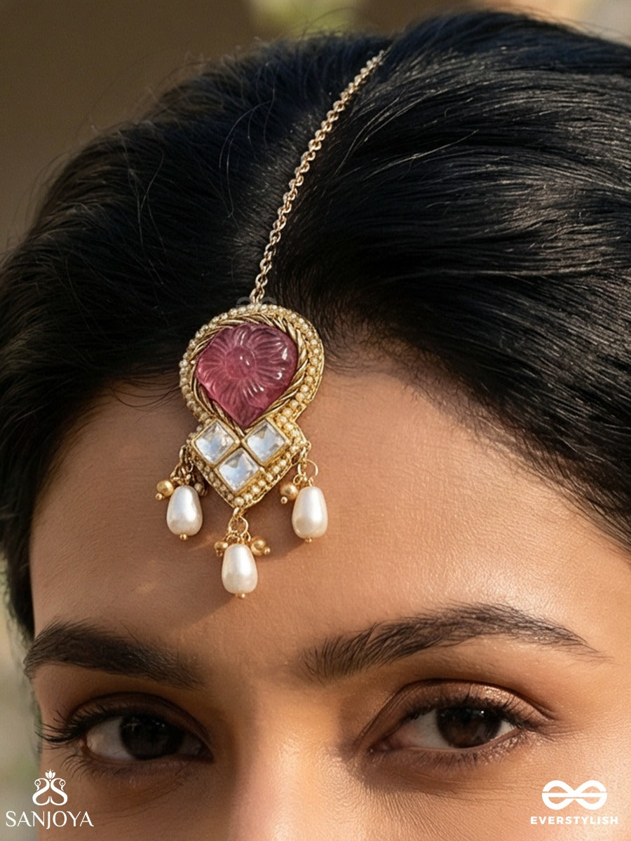 Premabhushanam - Adornment Of Love - Cutdana And Pearls Complete With Mirror Work Maang Tika