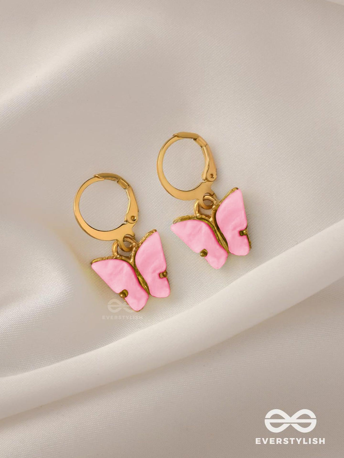 Take The Sky Like A Butterfly - Cute Dangler Earrings (Soft Pink)