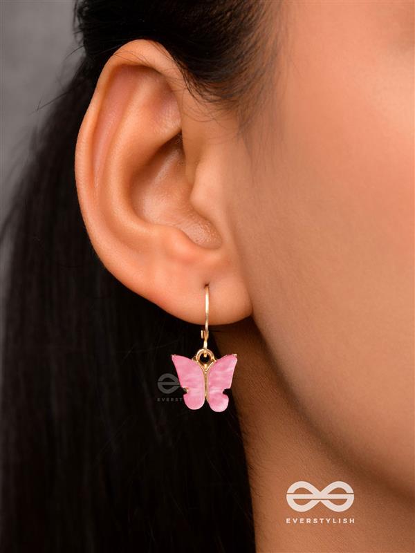 Take The Sky Like A Butterfly - Cute Dangler Earrings (Soft Pink)