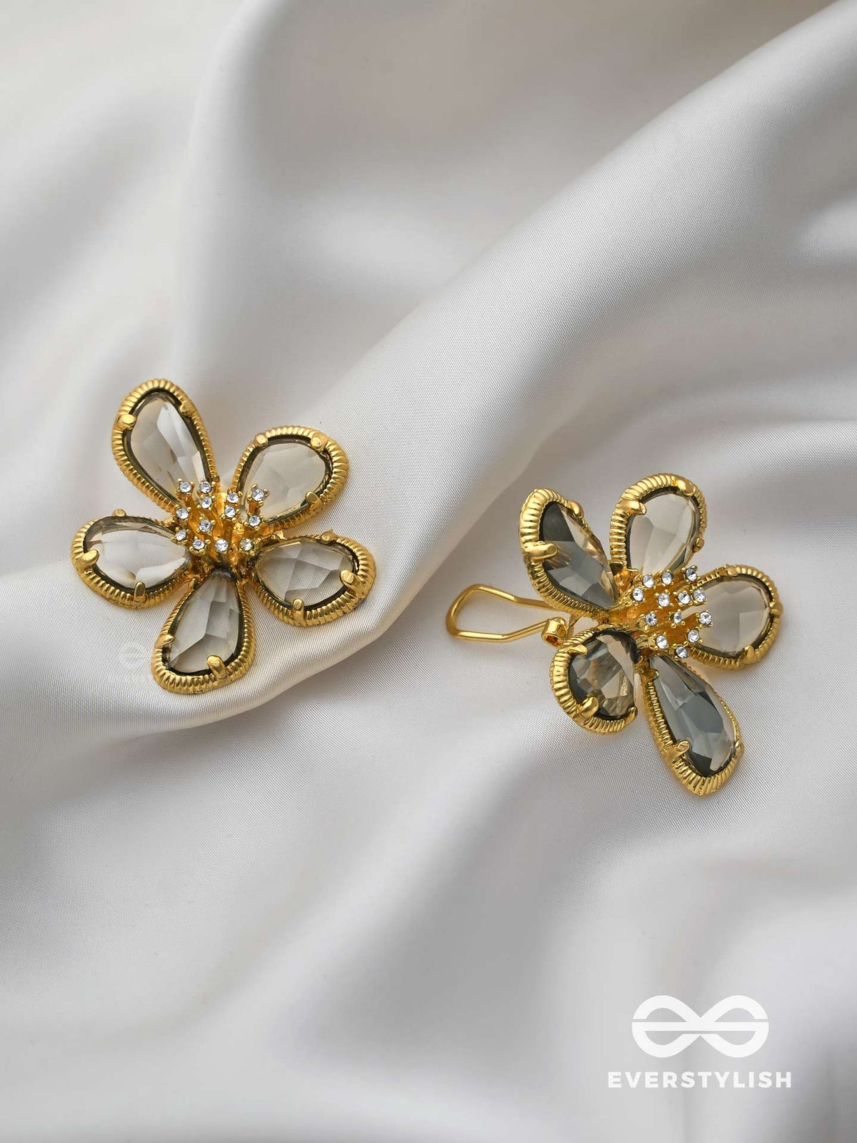 Crystal Glow - Glass Earrings Inlaid With Cubic Zicronia Stones