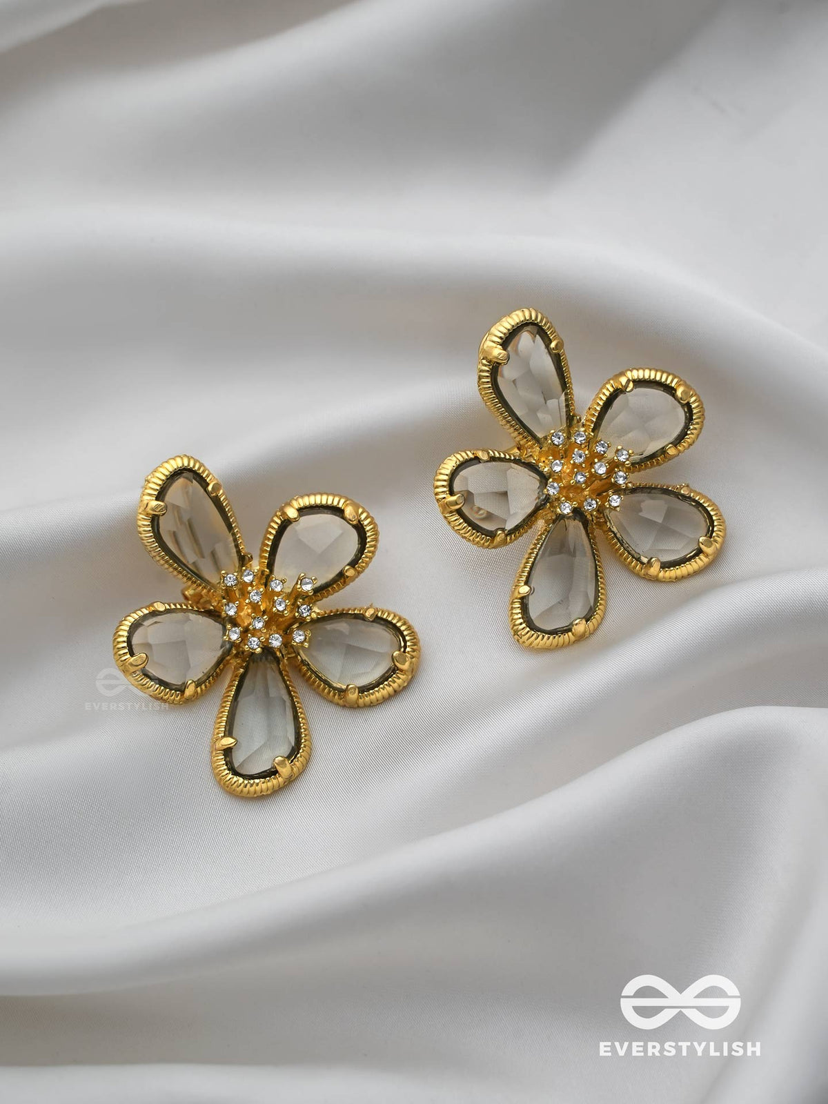 Crystal Glow - Glass Earrings Inlaid With Cubic Zicronia Stones