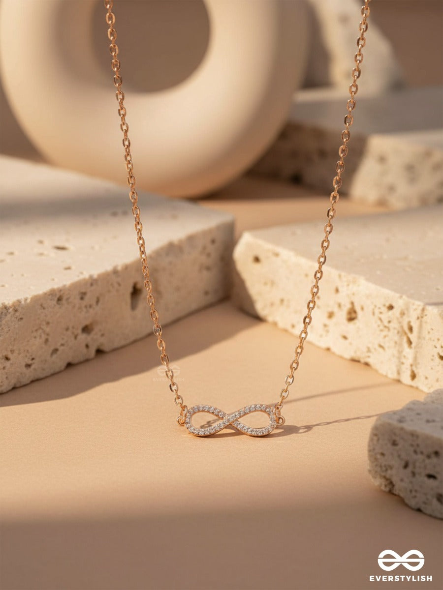 To Infinity And Beyond - Cubic Zirconia Pendant Necklace With Anti-Tarnish Coating