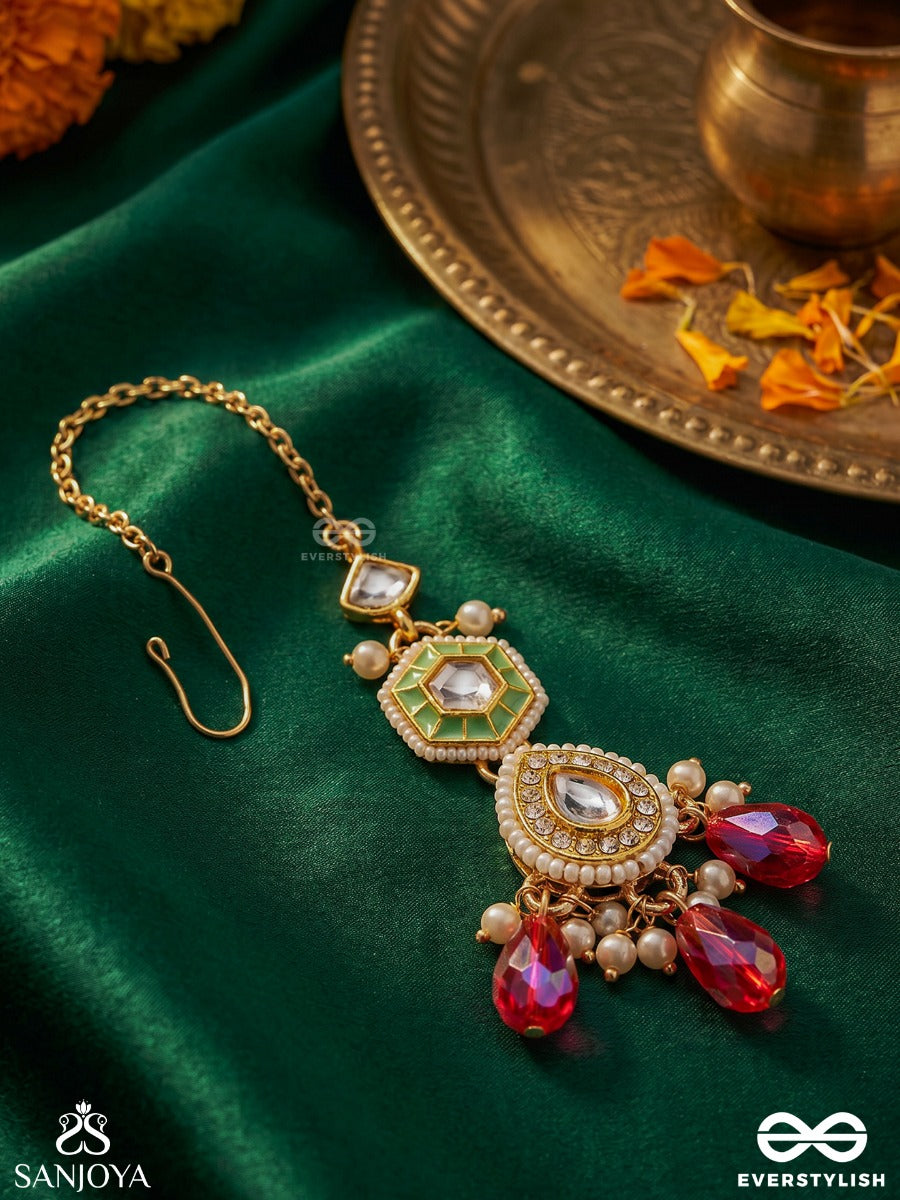 Rupanjali - Tribute To Beauty - Pearls, Beads And Kundan Hand Embroidered Maang Tika