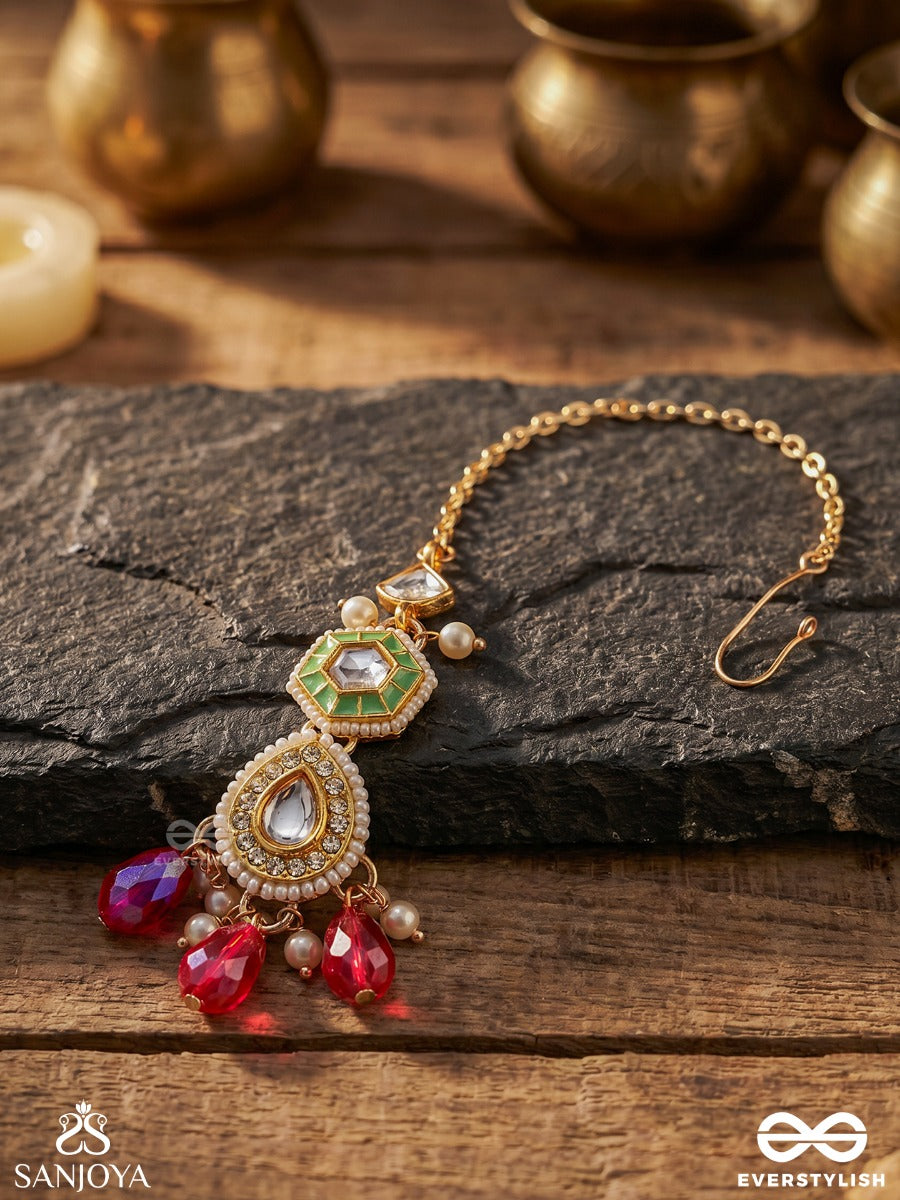 Rupanjali - Tribute To Beauty - Pearls, Beads And Kundan Hand Embroidered Maang Tika