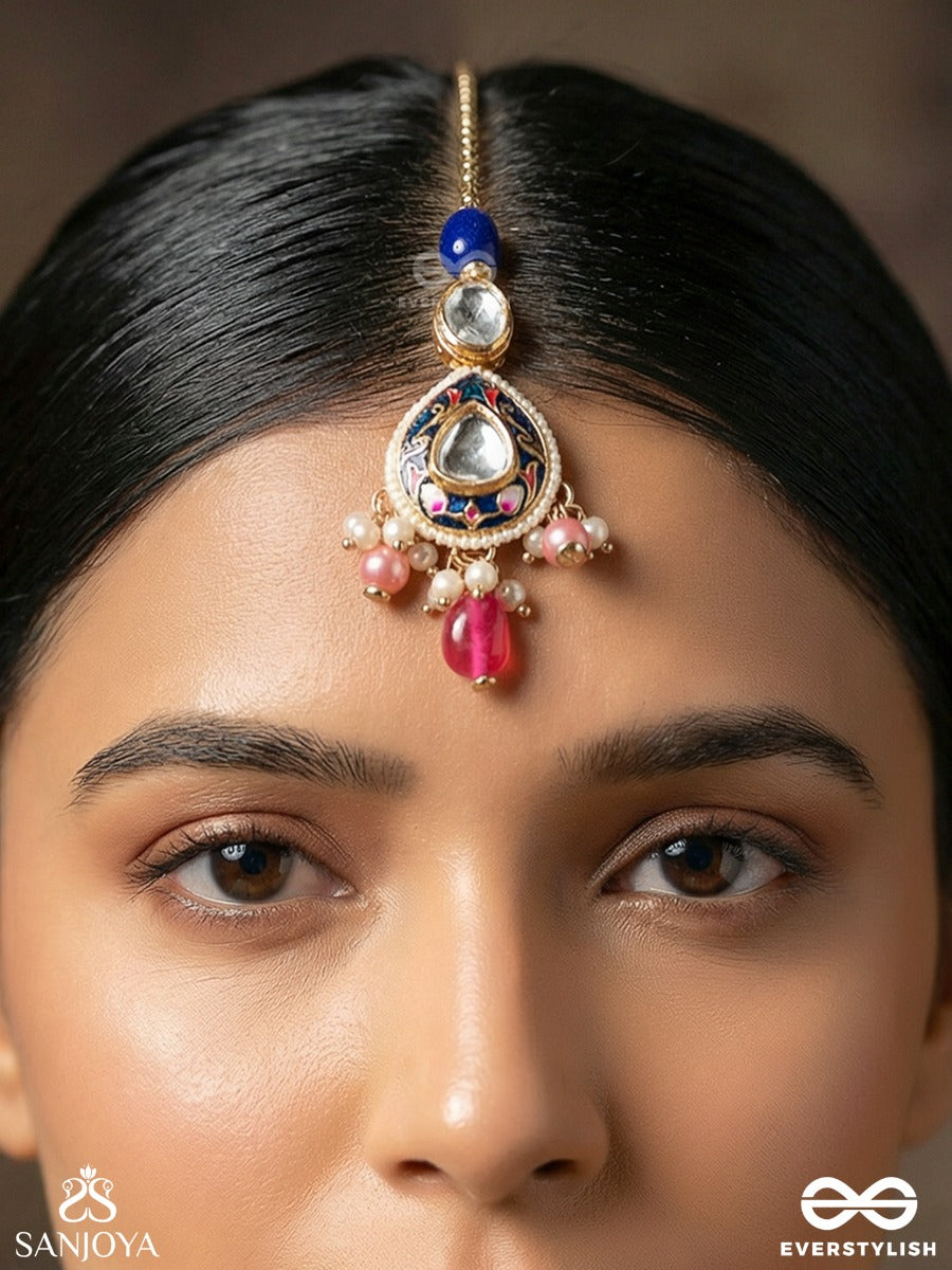 Vyomshila - Sky Essence - Delicate Maangtika With Embellished Motif And Dangling Multi-Stone Details