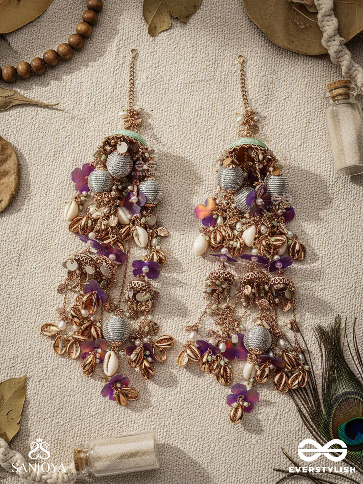 Rangolika - A Canvas Of Colors - Floral Inspired Metallic Chains With Vibrant Beads And Shells Hand Embroiderd Kaleere