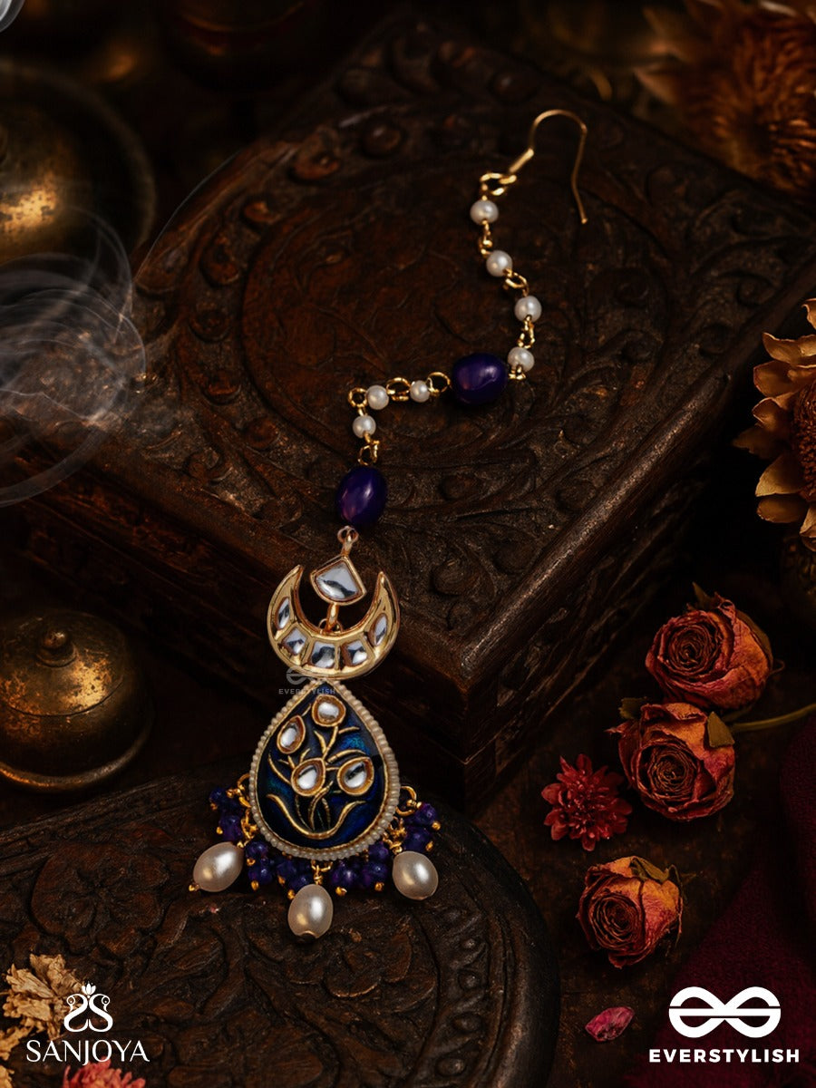 Nirasundari - Ocean Beauty - Hand Embroidered Bridal Kundan Set With Necklace, Earrings And Maangtika