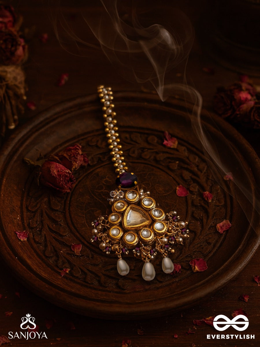 Amritamukta - Immortal Pearl - Hand Embroidered Bridal Kundan And Pearl Set With Necklace, Earrings And Maangtika