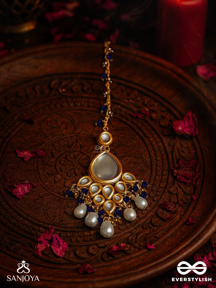 Jalanirmala - Pure Water - Hand Embroidered Bridal Kundan And Pearl Set With Necklace, Earrings And Maangtika