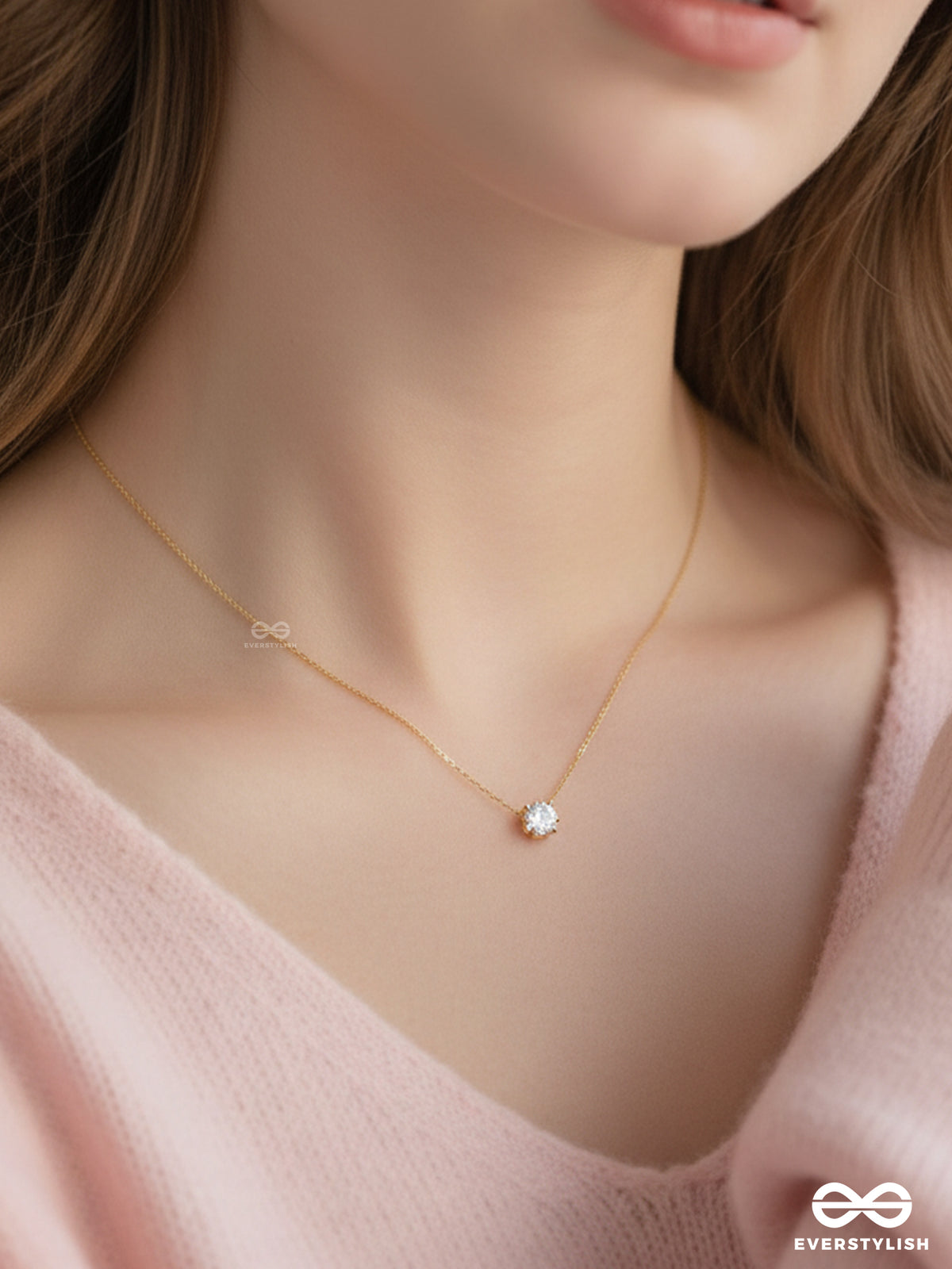 Aura Gleam - Timeless Dainty Stainless Steel White CZ Pendant