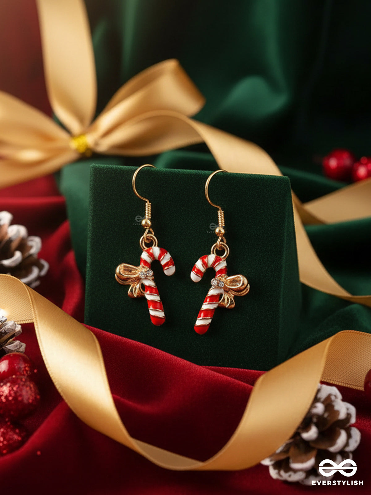 Sugar Sparkle - Christmas Inspired Candy Cane Earrings With Enamel