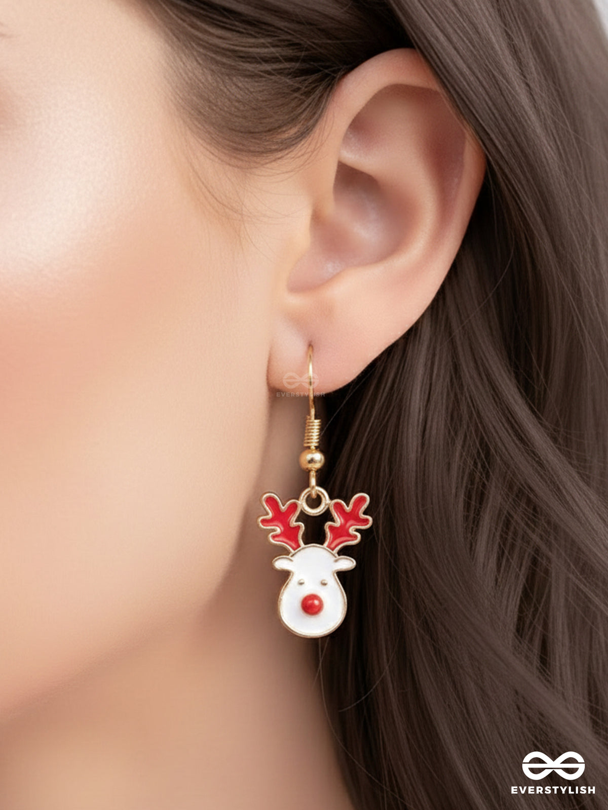 Merry Antlers - Christmas Inspired Reindeer Earrings With Enamel