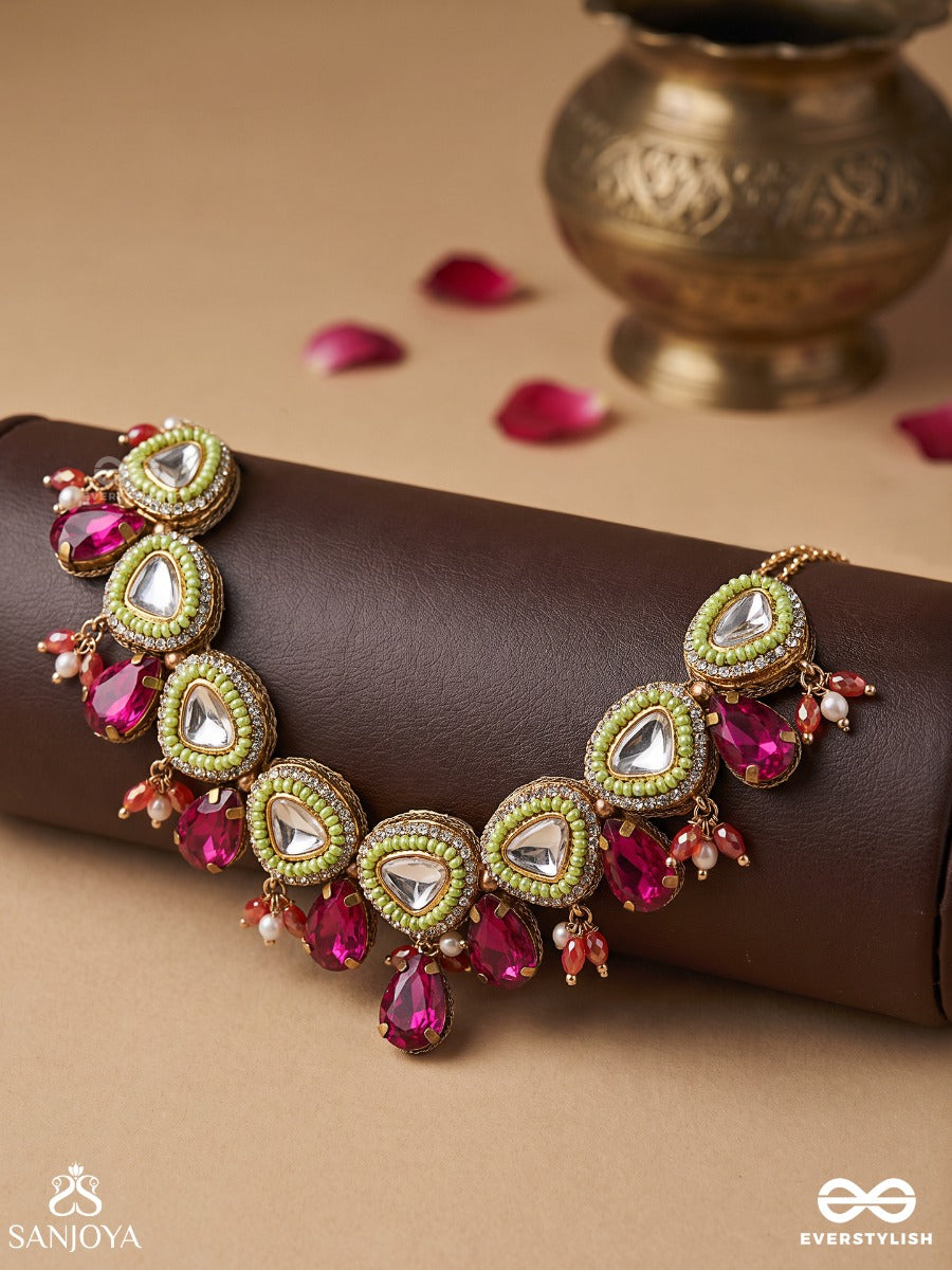 Hridyangi - Heartful Grace - Delicate Necklace With Repeating Heart Motifs And Dangling Accents