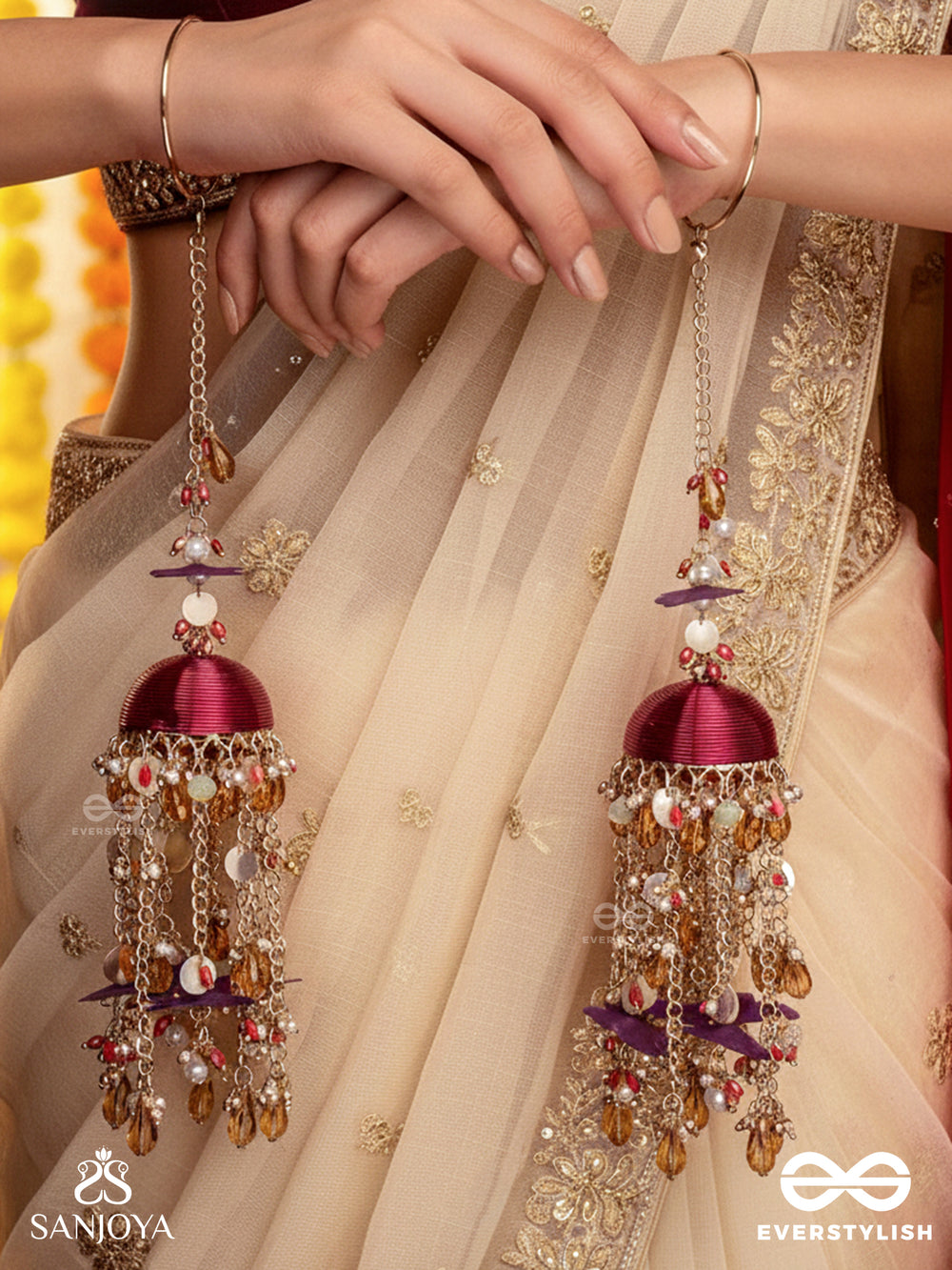 Gulratna - Jewel Of Roses - Handcrafted Kaleeras With Purple Petals, Pearls And Beads