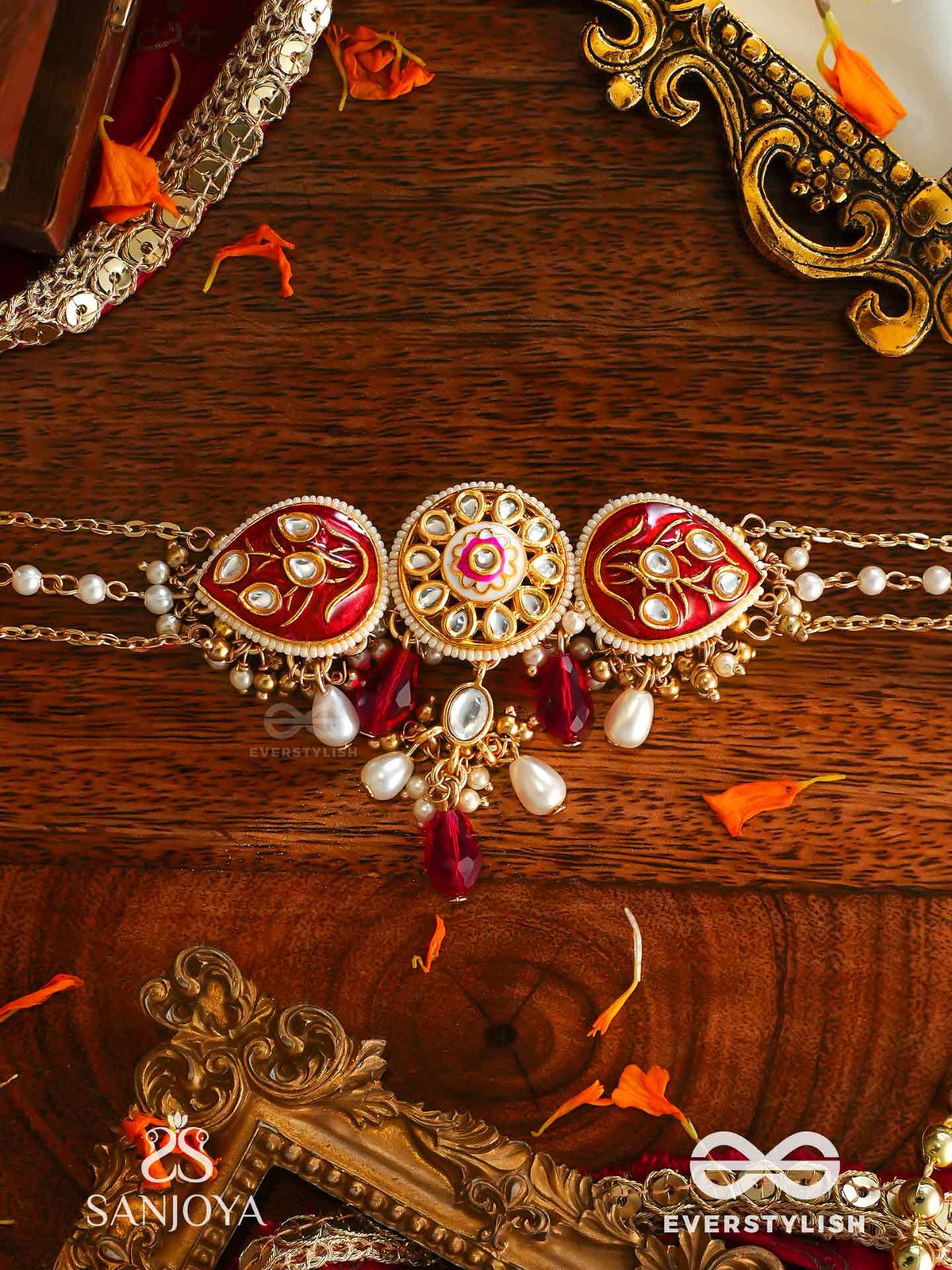 Arunamukhi- Face Of The Red Sun - Handmade Kundan Set With Necklace And Earrings