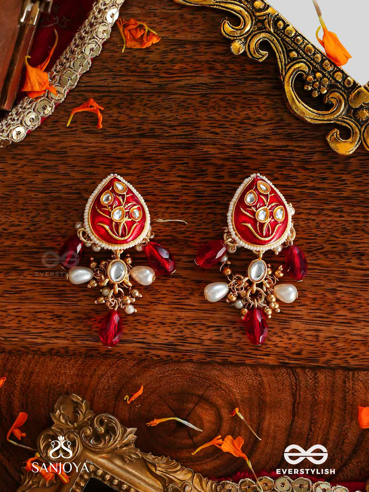Arunamukhi- Face Of The Red Sun - Handmade Kundan Set With Necklace And Earrings