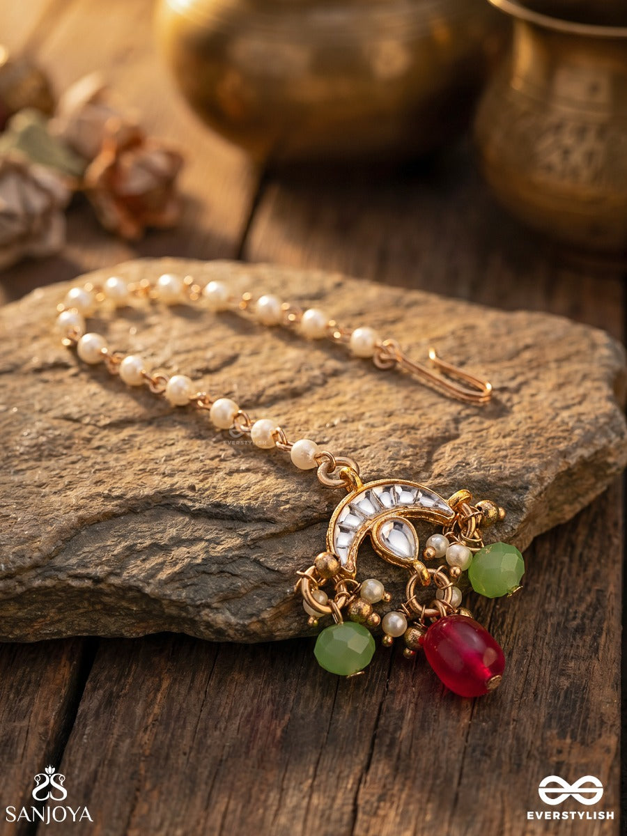 Tarunya - Youthful Charm - Elegant Kundan Maangtika With Enamel Accents And Colorful Beads