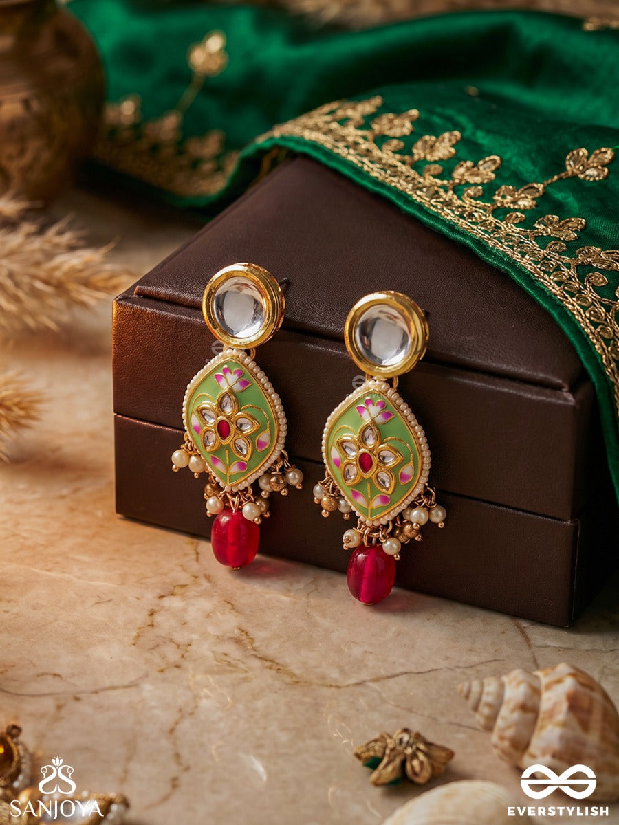 Tarunya - Youthful Charm - Elegant Kundan Earrings With Enamel Accents And Colorful Beads
