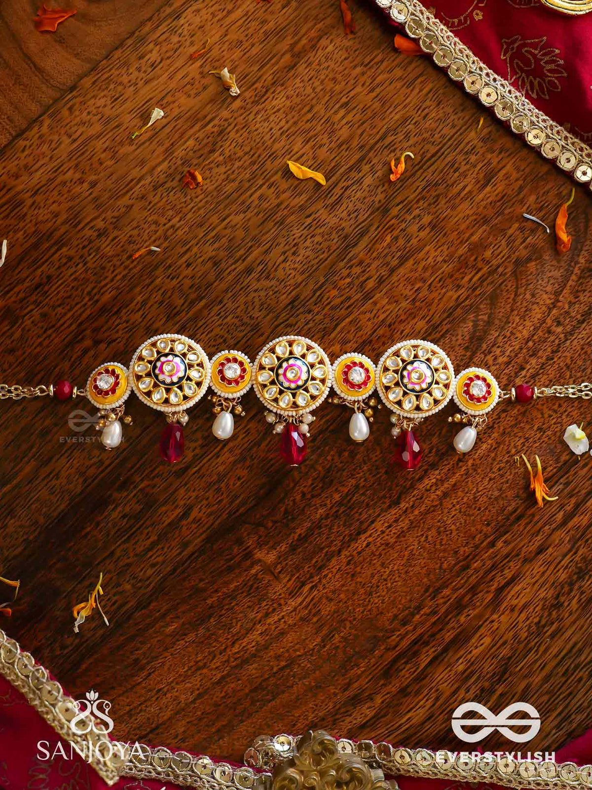 Divyanjali - Divine Offering - Handmade Kundan Set With Necklace And Earrings