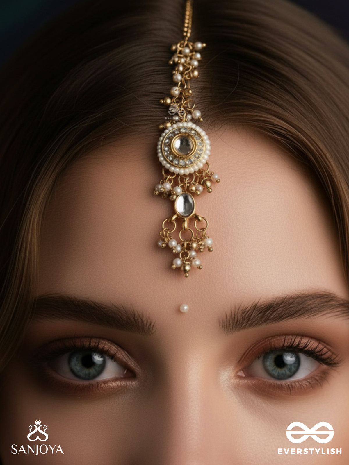 Hiranya - Golden Grace - Classic Pearl Maangtika With Delicate Gold Accents