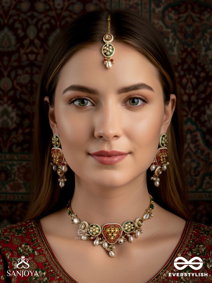 Sundarika - Beautiful One - Handmade Kundan Set With Necklace, Earrings And Maangtika