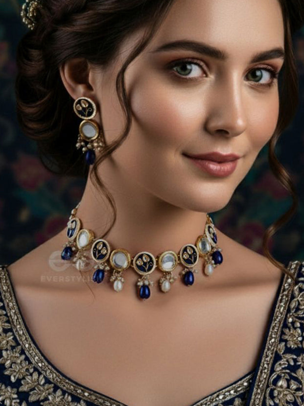 Shitala - Cool And Calm- Handmade Kundan Set With Necklace And Earrings