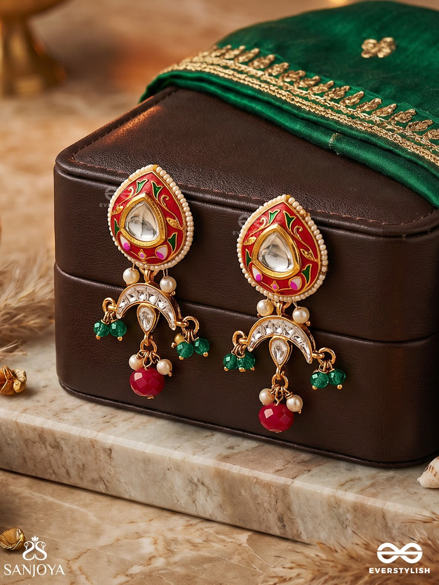 Anuprita - Divinely Adorned - Traditional Kundan Earrings With Pearl And Beads