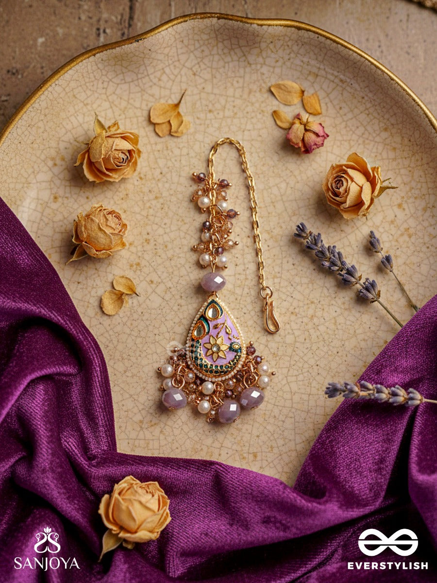 Chitramani - Jewelled Art - Handcrafted Kundan Maangtika With Detailed Enamel Work And Soft Gem Drops