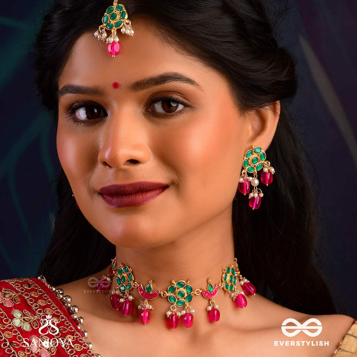 Anuraga - Love's Embrace - Heritage-Inspired Kundan Polki Maangtika With Dainty Beaded Drops