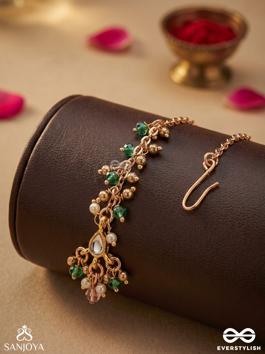 Varshalekha - Rainfall Strokes - Royal Heritage Multi-Strand Kundan Maangtika With Pearl Strings And Polki Drops