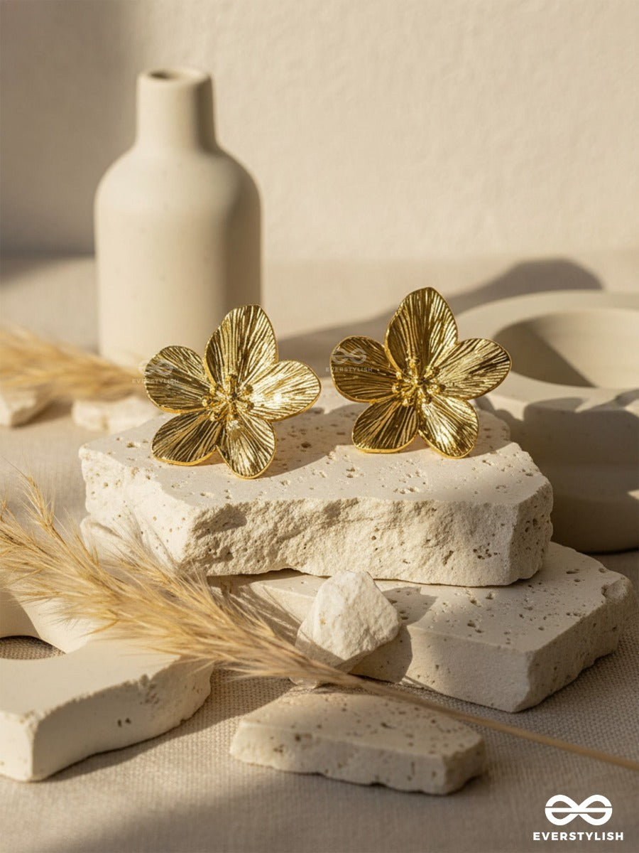 Golden Petal- Elegant Gold Flower Studs