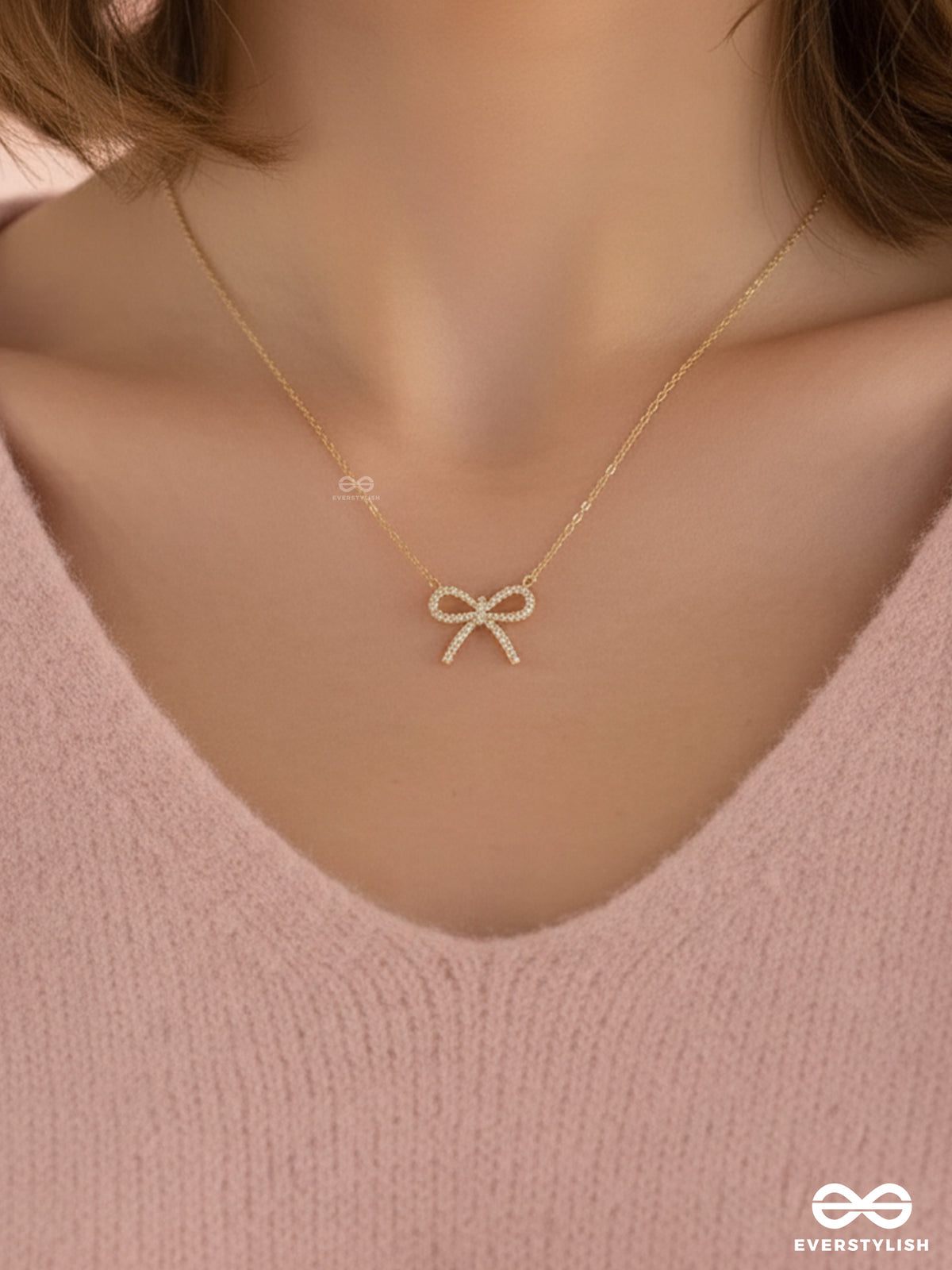 Tied In Gold- Minimalist Bow Neckpiece