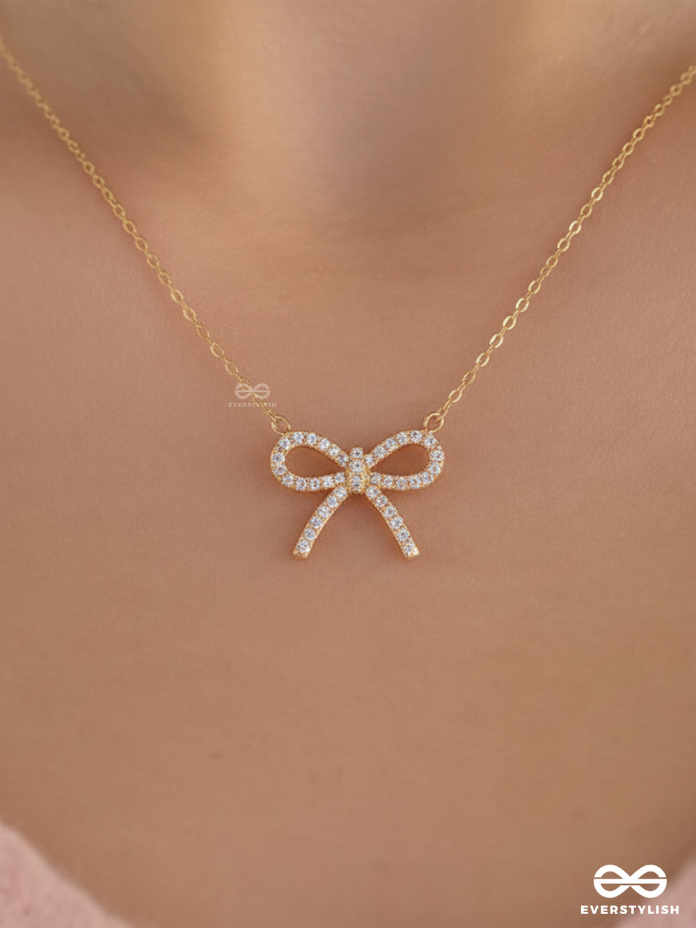 Tied In Gold- Minimalist Bow Neckpiece