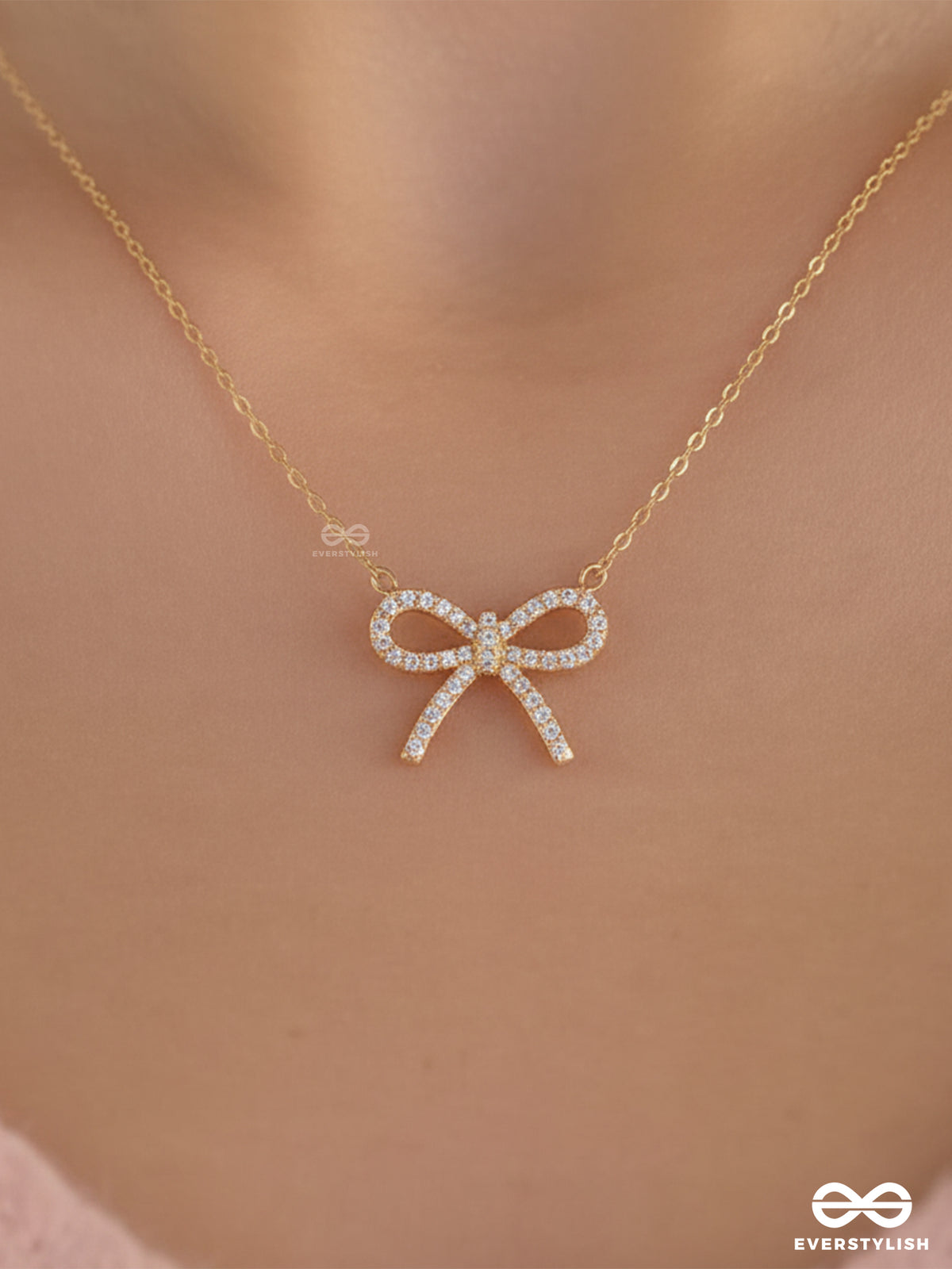 Tied In Gold- Minimalist Bow Neckpiece