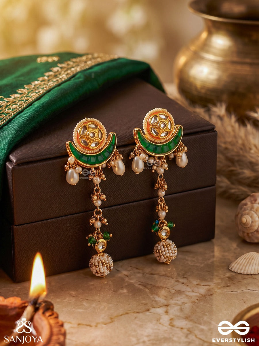 Somalekha - Moon's Trace- Modern Yet Traditional Kundan Earrings With Lustrous Pearls And Beads