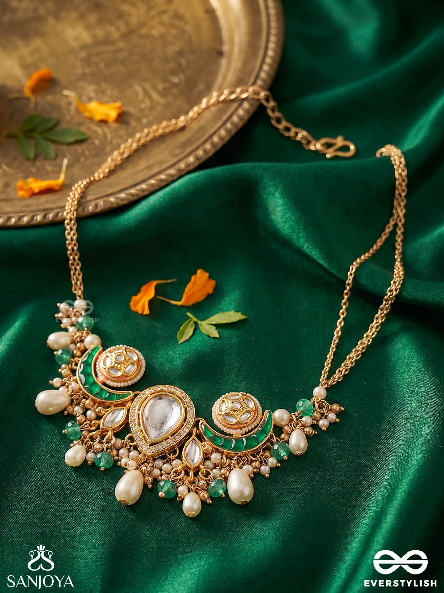 Somalekha - Moon's Trace- Modern Yet Traditional Kundan Neckpiece With Lustrous Pearls And Beads