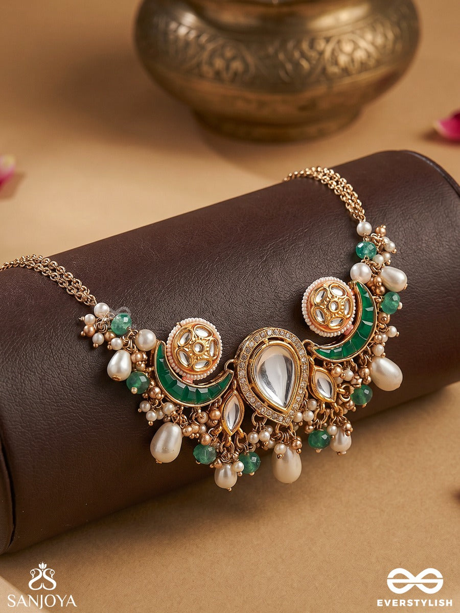 Somalekha - Moon's Trace- Modern Yet Traditional Kundan Neckpiece With Lustrous Pearls And Beads