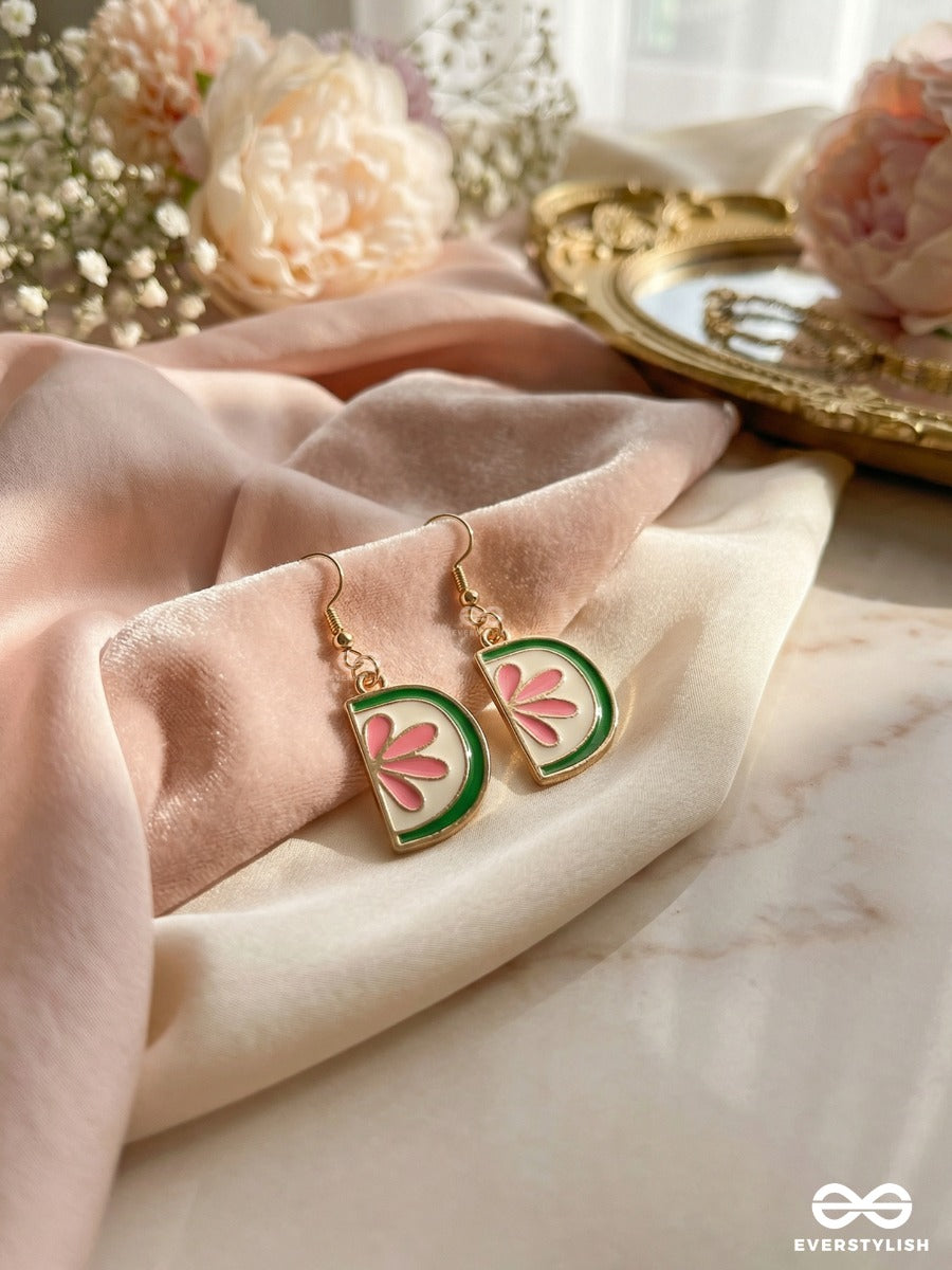 Tropical Twist - Green And Pink Enamel Earrings